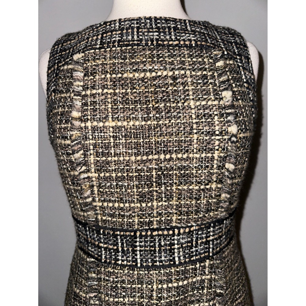 R1 J.Crew Pepper Tweed Sheath Dress Size 8 Black Tan Career Work Classic - Picture 3 of 9